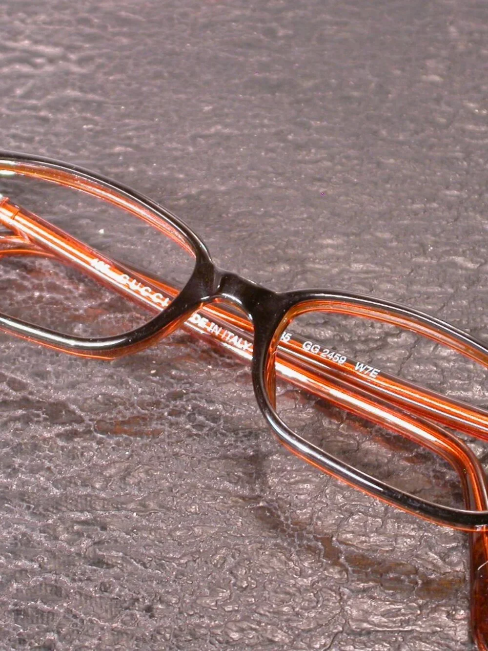 Authentic Gucci Amber Clear Jet Black Small Eyeglasses Frames Made in Italy